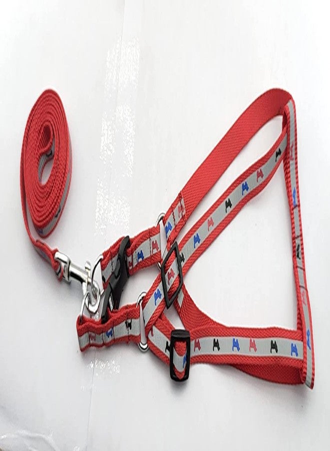 Pups&Pets طقم سرج ومقود قابل للتعديل من النايلون الناعم المشع من Pups&Pets للجراء والكلاب الصغيرة والمتوسطة الحجم (لون أحمر) - Image 5